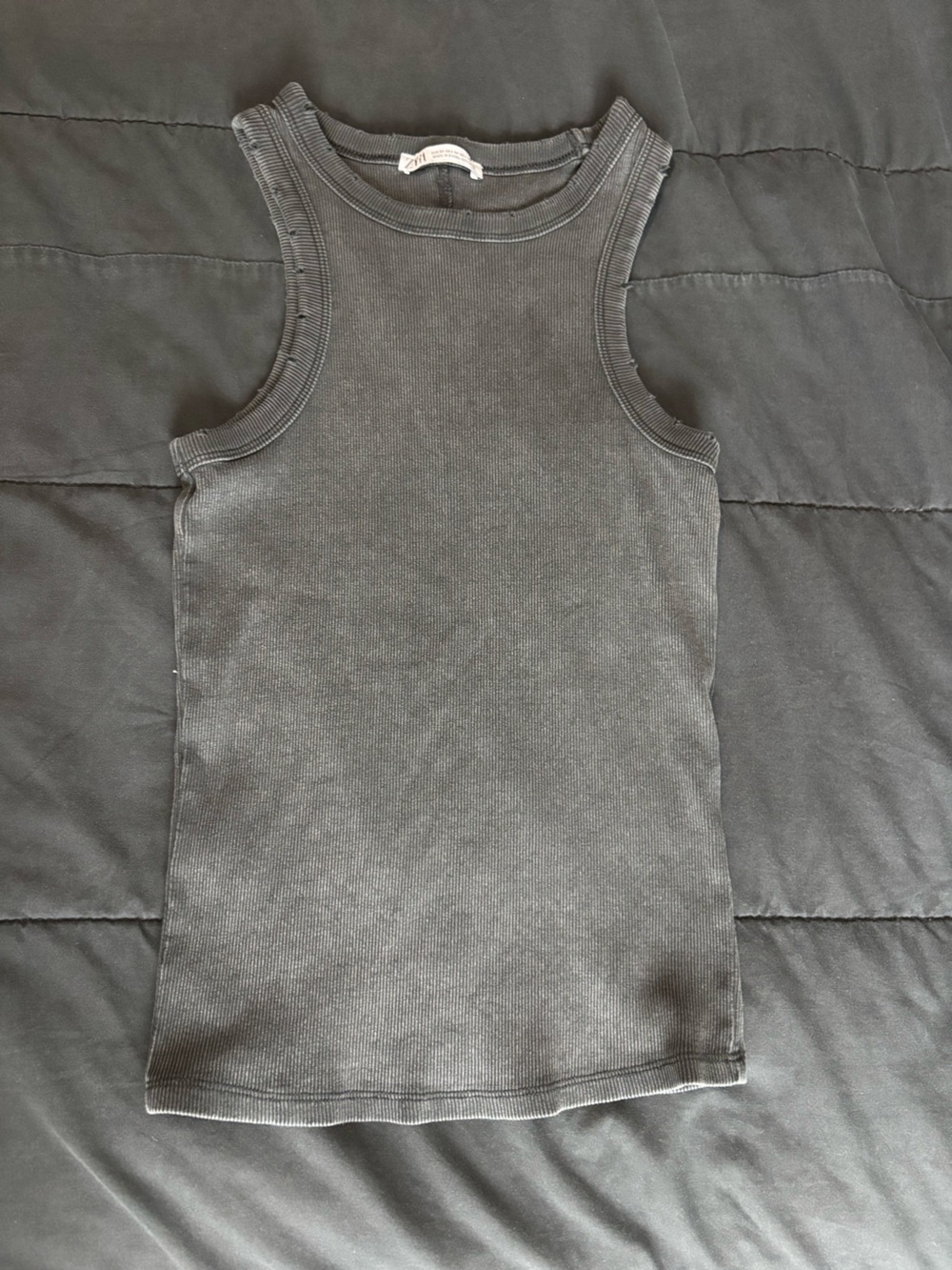 Zara Women's Ribbed Tank Top in distressed Gray